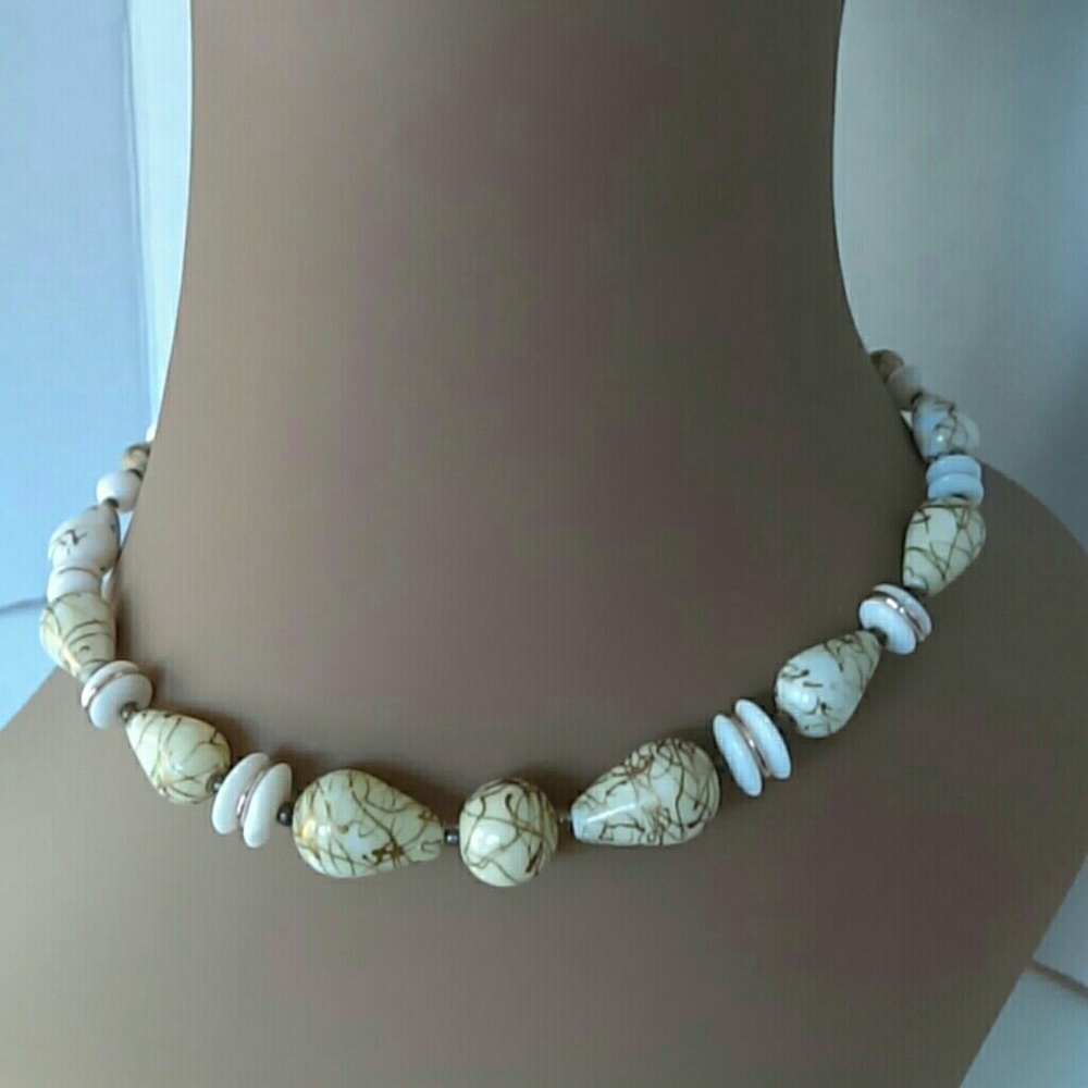 Vintage Western Germany Milk glass choker Necklace
